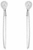 LARGE 1.40CT DIAMOND 14K WHITE GOLD 3D DOUBLE TEAR DROP CLIP ON HANGING EARRINGS