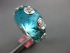 LARGE 25.20CT DIAMOND & AAA BLUE TOPAZ DOME SHAPE 18KT WHITE GOLD OVAL FUN RING