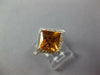 ESTATE 2.75CT DIAMOND & AAA CITRINE 14KT WHITE GOLD SQUARE HALO ENGAGEMENT RING