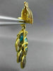 ANTIQUE LARGE TURQUOISE 18K YELLOW GOLD HANDCRAFTED OVAL FLOWER CLIP ON EARRINGS