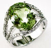 WIDE 8.39CT DIAMOND & AAA LEMON QUARTZ 14KT WHITE GOLD 3D OVAL & ROUND FUN RING