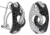 1.65CT WHITE & BLACK DIAMOND 14KT WHITE GOLD 3D LOVE KNOT MULTI ROW FUN EARRINGS