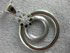 LARGE .19CT DIAMOND 18K WHITE GOLD 3D DOUBLE CIRCLE MATTE & SHINY FLOWER PENDANT