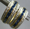 WIDE 1.19CT DIAMOND & AAA SAPPHIRE 18KT YELLOW GOLD 3D HUGGIE HANGING EARRINGS