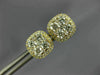 ESTATE LARGE 1.18CT DIAMOND 18K YELLOW GOLD 3D CLUSTER SQUARE HALO STUD EARRINGS