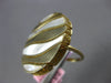 ESTATE LARGE AAA MOTHER OF PEARL 14KT YELLOW GOLD 3D CIRCULAR FILIGREE FUN RING