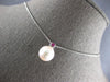 .09CT AAA RUBY & AAA SOUTH SEA PEARL 14KT WHITE GOLD 3D BEZEL FLOATING PENDANT
