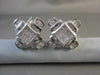 ESTATE LARGE SQUARE 3.01CT DIAMOND PRINCESS CUT 14KT WHITE GOLD CLIP EARRINGS