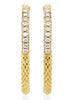 ESTATE .46CT DIAMOND 18K YELLOW GOLD 3D ROUND HAMMERED HOOP FUN HANGING EARRINGS
