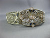 ANTIQUE WIDE & LONG 1.3CT OLD MINE DIAMOND & AAA SAPPHIRE PLATINUM GOLD BRACELET