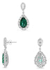 LARGE 11.0CT DIAMOND & AAA EMERALD PLATINUM PEAR SHAPE & ROUND HANGING EARRINGS