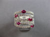 EXTRA LARGE 2.66CT DIAMOND & AAA RUBY 14K WHITE GOLD OVAL & ROUND MULTI ROW RING