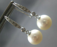 .10CT DIAMOND & AAA SOUTH SEA PEARL 14KT WHITE GOLD 3D ETOILE HANGING EARRINGS