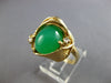 ESTATE LARGE .06CT DIAMOND & AAA JADE 14KT YELLOW GOLD 3D FLORAL RING #28103