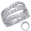 WIDE 1.05CT DIAMOND 14KT WHITE GOLD 3D MULTI ROW GRADUATING JOURNEY LOVE RING