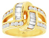 ESTATE WIDE 2.30CT DIAMOND 14KT YELLOW GOLD 3D ROUND & BAGUETTE LOVE KNOT RING