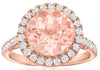 4.56CT DIAMOND & AAA MORGANITE 18KT ROSE GOLD CLASSIC ROUND HALO ENGAGEMENT RING