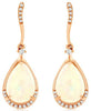 3.57CT DIAMOND & AAA OPAL 14K ROSE GOLD PEAR SHAPE & ROUND WAVE HANGING EARRINGS