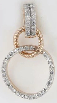.15CT DIAMOND 14KT WHITE & ROSE GOLD LOVE KNOT CIRCLE OF LIFE FLOATING PENDANT