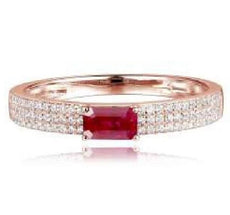 .59CT DIAMOND & AAA RUBY 14KT YELLOW GOLD EMERALD & ROUND 3 ROW ENGAGEMENT RING