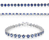8.5CT DIAMOND & AAA SAPPHIRE 14K WHITE GOLD CLASSIC OVAL & ROUND TENNIS BRACELET