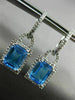 ESTATE 3.98CT DIAMOND & BLUE TOPAZ 14KT WHITE GOLD HALO HANGING EARRINGS #25034