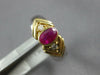 ESTATE .72CT DIAMOND & AAA RUBY 14KT YELLOW GOLD OVAL & ROUND DOUBLE V FUN RING