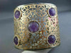 EXTRA LARGE 21.80CT DIAMOND & AAA AMETHYST 14K WHITE & ROSE GOLD BANGLE BRACELET