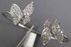 1.95CT DIAMOND 18KT WHITE GOLD 3D DOUBLE BUTTERFLY FLEXIBLE LOVE BANGLE BRACELET