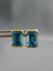 1.92CT AAA BLUE TOPAZ 14KT YELLOW GOLD CLASSIC SEMI BEZEL STUD EARRINGS #27663