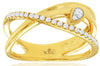 LARGE .22CT DIAMOND 14KT YELLOW GOLD 3D CRISS CROSS INFINITY PEAR SHAPE FUN RING