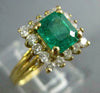 ESTATE 1.65CT DIAMOND & AAA EMERALD 18KT YELLOW GOLD SQUARE HALO ENGAGEMENT RING