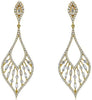 1.24CT DIAMOND 14K YELLOW GOLD BAGUETTE OPEN FILIGREE TEAR DROP HANGING EARRINGS