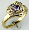 .43CT DIAMOND & AAA TANZANITE 14KT YELLOW GOLD TRILLION & ROUND TRIANGULAR RING