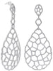 EXTRA LARGE 2.50CT DIAMOND 14K WHITE GOLD 3D OPEN WEB TEAR DROP HANGING EARRINGS