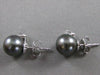 ESTATE .28CT DIAMOND & AAA TAHITIAN PEARL 14KT WHITE GOLD STUD EARRINGS #2586