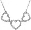 ESTATE .15CT DIAMOND 14KT WHITE GOLD 3D CLASSIC TRIPLE OPEN HEART LOVE NECKLACE