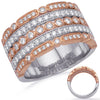 WIDE .82CT DIAMOND 14K WHITE & ROSE GOLD MULTI BAND PRONG BEZEL ANNIVERSARY RING