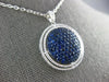 LARGE 2.71CT DIAMOND & AAA SAPPHIRE 18KT WHITE GOLD ROUND CLUSTER HALO PENDANT