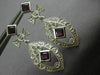 ESTATE LARGE 1.60CT DIAMOND & TOURMALINE 14KT WHITE GOLD FLOWER HANGING EARRINGS