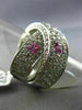 ESTATE LARGE 3.0CT DIAMOND & PINK SAPPHIRE 14KT WHITE GOLD CRISS CROSS LOVE RING