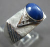 ESTATE WIDE 2.2CT DIAMOND & AAA STAR SAPPHIRE 14KT WHITE GOLD OVAL & ROUND RING