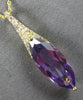 LARGE 2.74CT DIAMOND & AAA AMETHYST 14KT YELLOW GOLD 3D MARQUISE & ROUND PENDANT