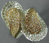 ESTATE WIDE 2.92CT DIAMOND 14K WHITE & ROSE GOLD MULTI ROW CRISS CROSS LEAF RING