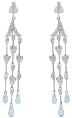 4.13CT DIAMOND & AAA BLUE TOPAZ 14K WHITE GOLD 3D ROUND MULTI BUTTERFLY EARRINGS