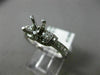 .6CT DIAMOND 14K WHITE GOLD 3 STONE FILIGREE MILGRAIN SEMI MOUNT ENGAGEMENT RING
