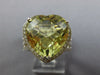 EXTRA LARGE 11.04CT DIAMOND & AAA GREEN AMETHYST 18K WHITE GOLD HEART SHAPE RING
