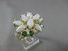 ANTIQUE LARGE 2.60CT AAA OPAL & EMERALD 14KT YELLOW GOLD CLUSTER RING #22660