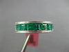 ESTATE 2.12CT AAA EMERALD 18K WHITE GOLD SEMI ETERNITY MILGRAIN ANNIVERSARY RING