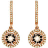 1.71CT DIAMOND & AAA MORGANITE 14KT ROSE GOLD 3D HALO LEVERBACK HANGING EARRINGS